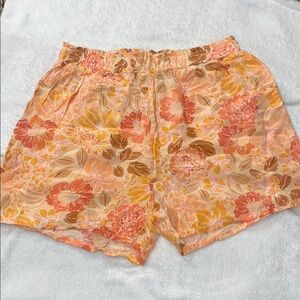 Mahina Floral High Waist Shorts - Orange and Brown Size Small | NWOT